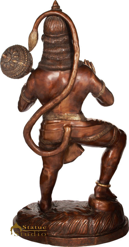 Brass Super Large Standing Hanuman Statue Antique finish For Home Temple Decor 5.5 Feet by vendor-unknown - Hindu Gods (View 4)
