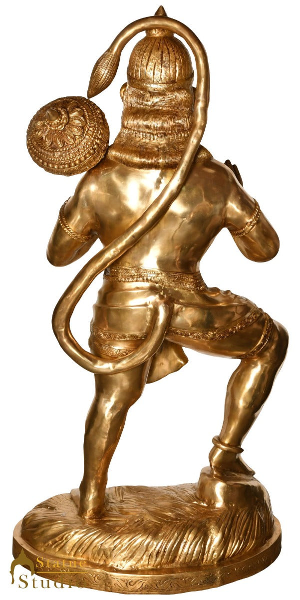Brass Super Large Standing Hanuman Statue For Home Temple Decor 5.5 Feet - Image 3