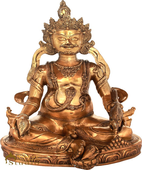 Brass Very Large Size Sitting Kubera Statue Feng Shui Vastu Statue Showpiece 43" - Eco-friendly - Sama Homes
