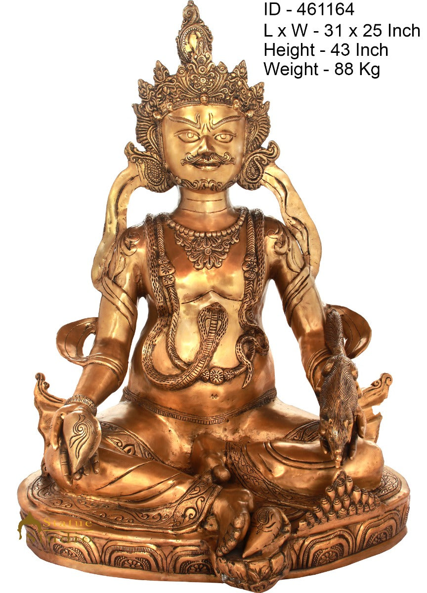 Brass Very Large Size Sitting Kubera Statue Feng Shui Vastu Statue Showpiece 43" - Image 5