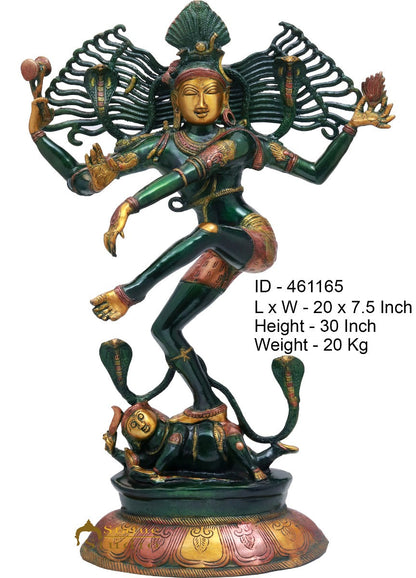 Brass Large Size Nataraja Idol Dancing Shiva Without Frame Décor Statue 30" by vendor-unknown - Hindu Gods (View 6)