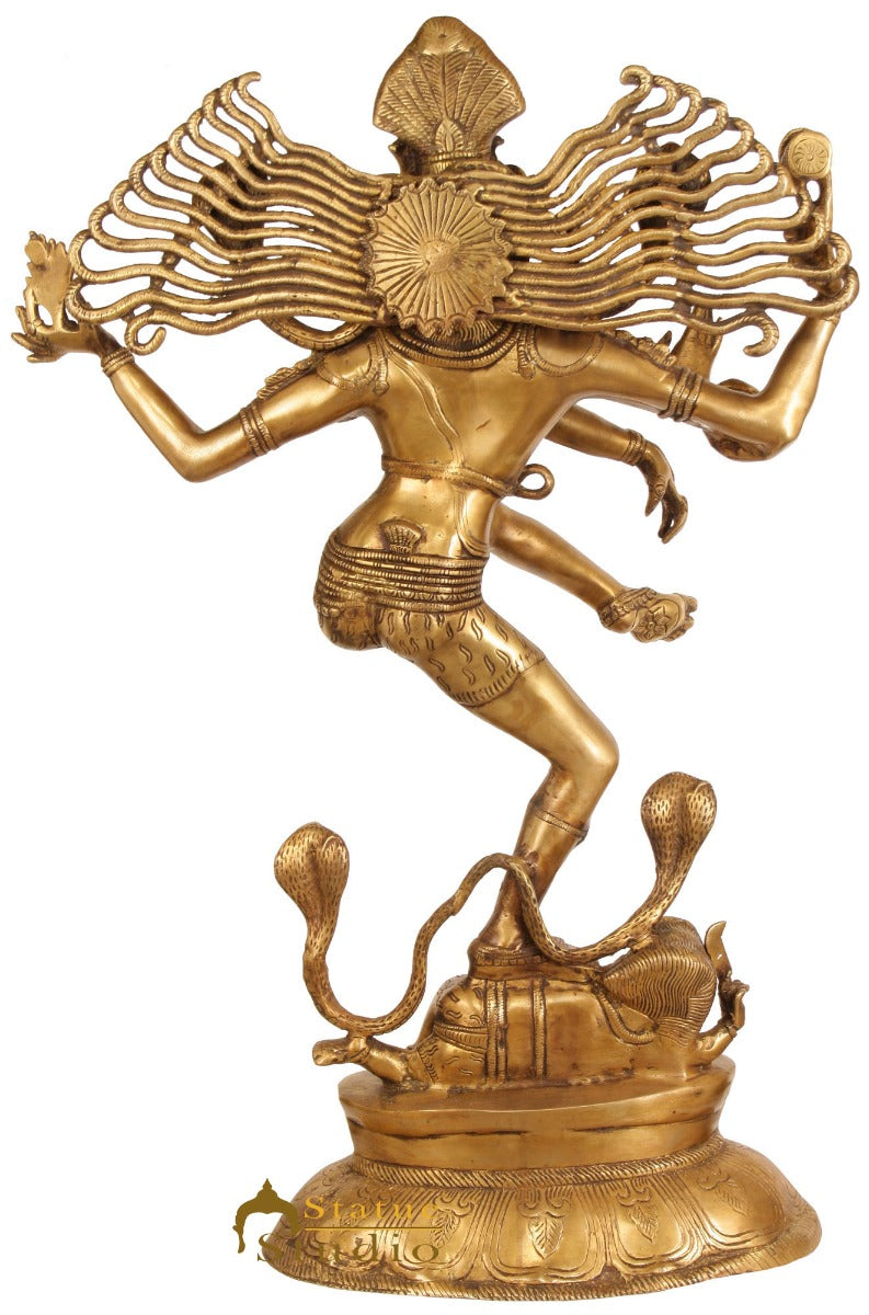 Brass Large Size Nataraja Idol Dancing Shiva Décor Sculpture Without Frame 30" - Image 3