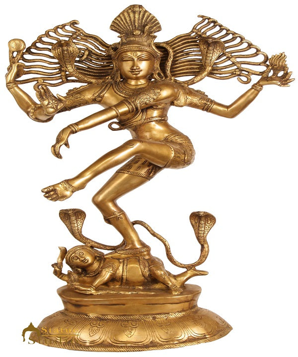 Brass Large Size Nataraja Idol Dancing Shiva Décor Sculpture Without Frame 30" - Eco-friendly - Sama Homes