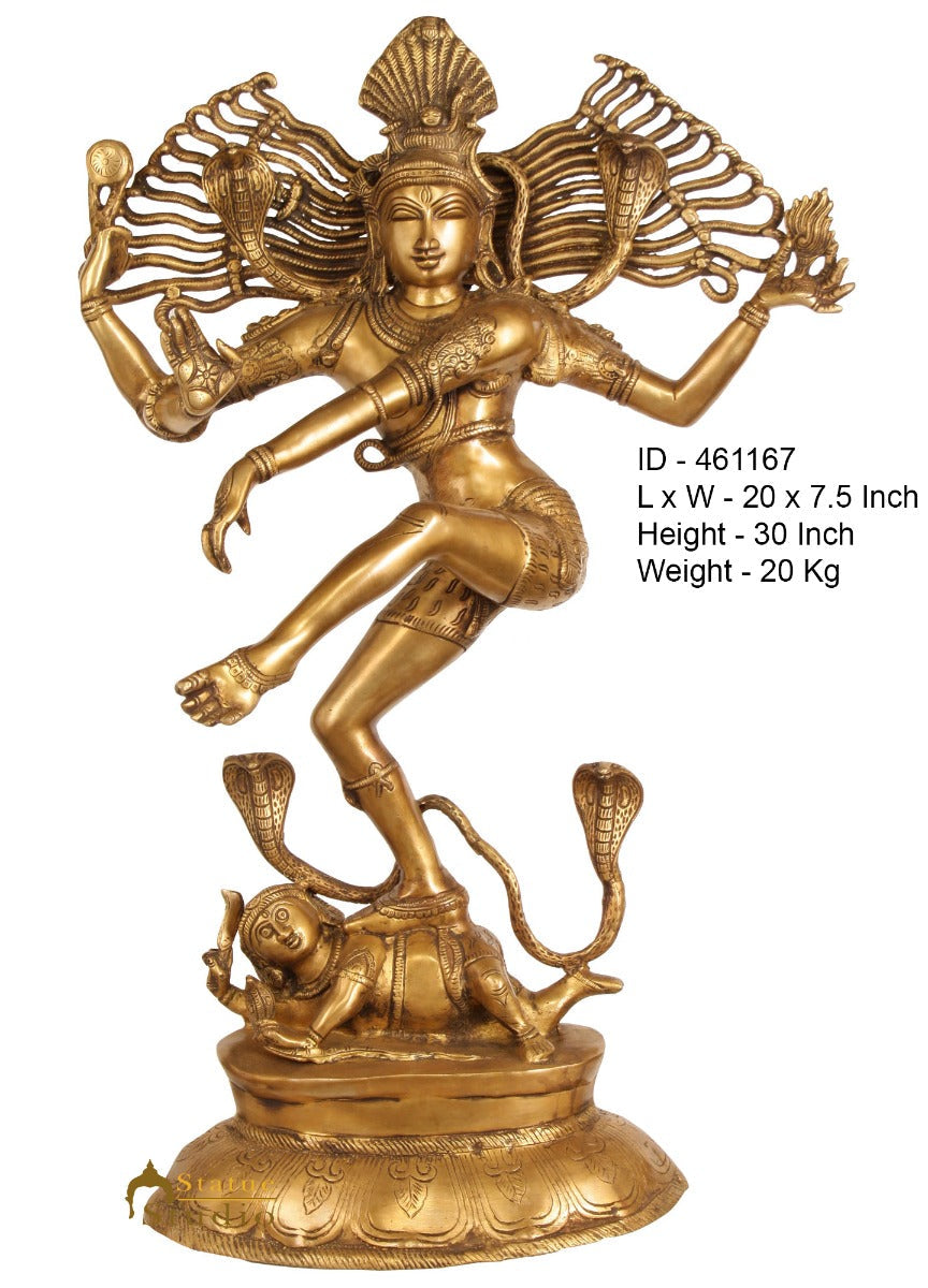 Brass Large Size Nataraja Idol Dancing Shiva Décor Sculpture Without Frame 30" - Image 4