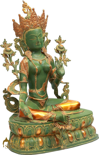 Brass Sitting Antique Green Tara Exclusive Home Décor Idol Statue Showpiece 3 Ft by vendor-unknown - Buddha (View 3)