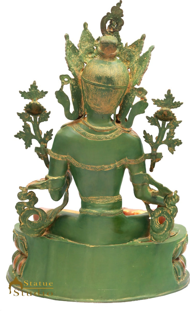 Brass Sitting Antique Green Tara Exclusive Home Décor Idol Statue Showpiece 3 Ft - Image 4