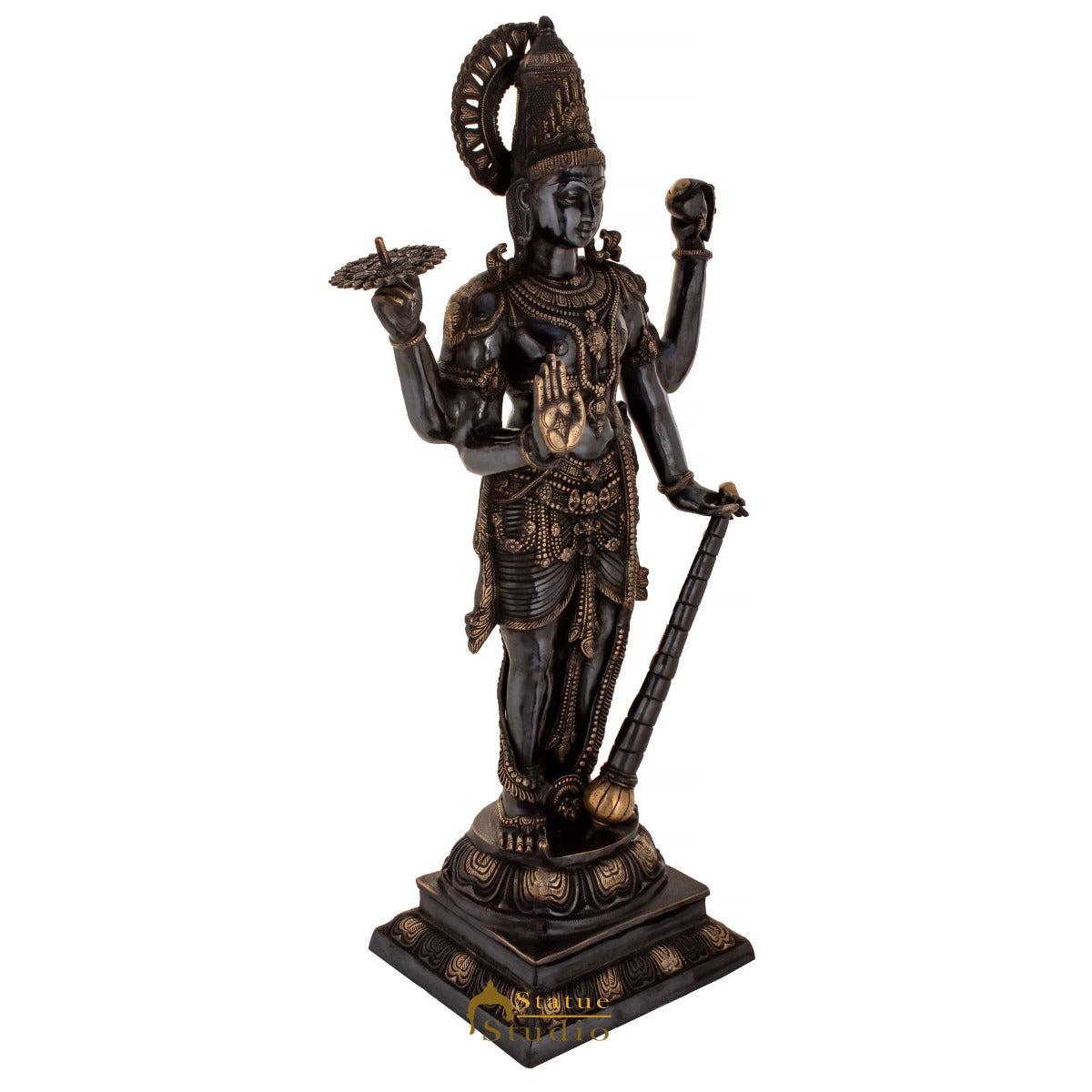 Brass Large Size Lord Vishnu Idol Religious Home Temple Décor Statue 3.5 Feet