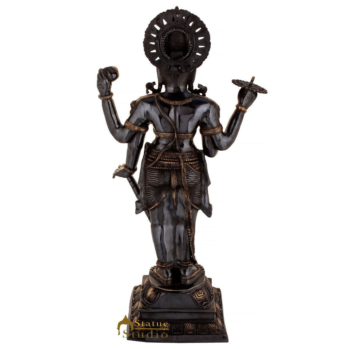 Brass Large Size Lord Vishnu Idol Religious Home Temple Décor Statue 3.5 Feet - Image 4