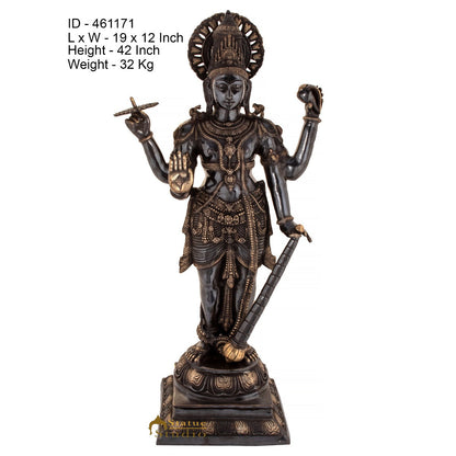 Brass Large Size Lord Vishnu Idol Religious Home Temple Décor Statue 3.5 Feet by vendor-unknown - Hindu Gods (View 5)