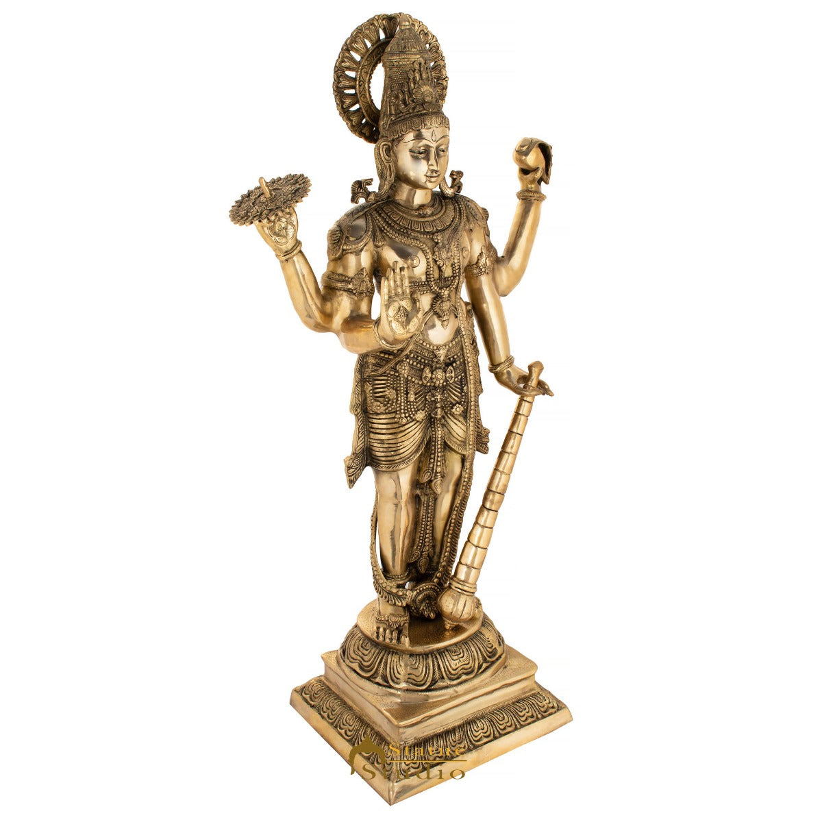 Brass Large Size Lord Vishnu Statue Religious Home Temple Décor Idol 3.5 Feet - Image 3