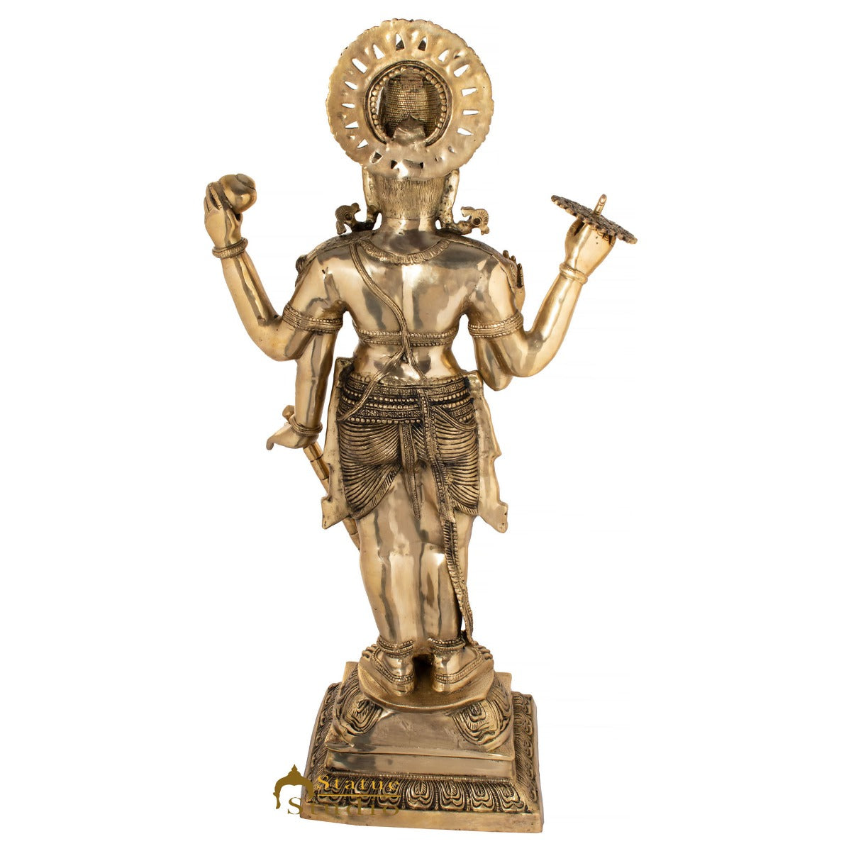 Brass Large Size Lord Vishnu Statue Religious Home Temple Décor Idol 3.5 Feet