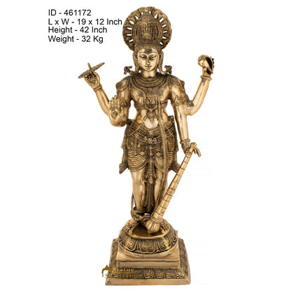 Brass Large Size Lord Vishnu Statue Religious Home Temple Décor Idol 3.5 Feet by vendor-unknown - Hindu Gods (View 5)