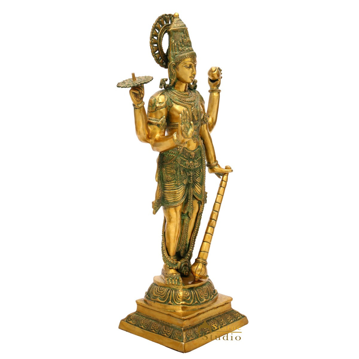 Brass Large Size Lord Vishnu Idol Religious Home Temple Décor Statue 3.5 Ft