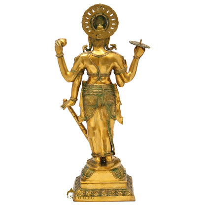 Brass Large Size Lord Vishnu Idol Religious Home Temple Décor Statue 3.5 Ft by vendor-unknown - Hindu Gods (View 4)