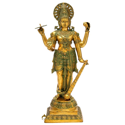 Brass Large Size Lord Vishnu Idol Religious Home Temple Décor Statue 3.5 Ft by vendor-unknown - Hindu Gods