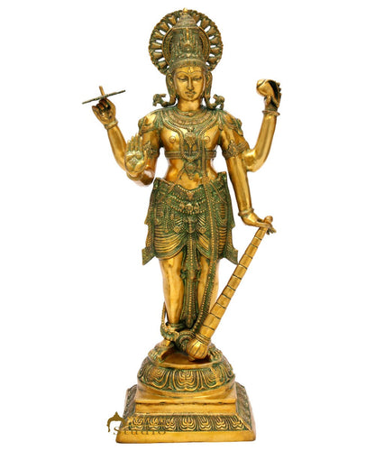Brass Large Size Lord Vishnu Idol Religious Home Temple Décor Statue 3.5 Ft by vendor-unknown - Hindu Gods (View 2)