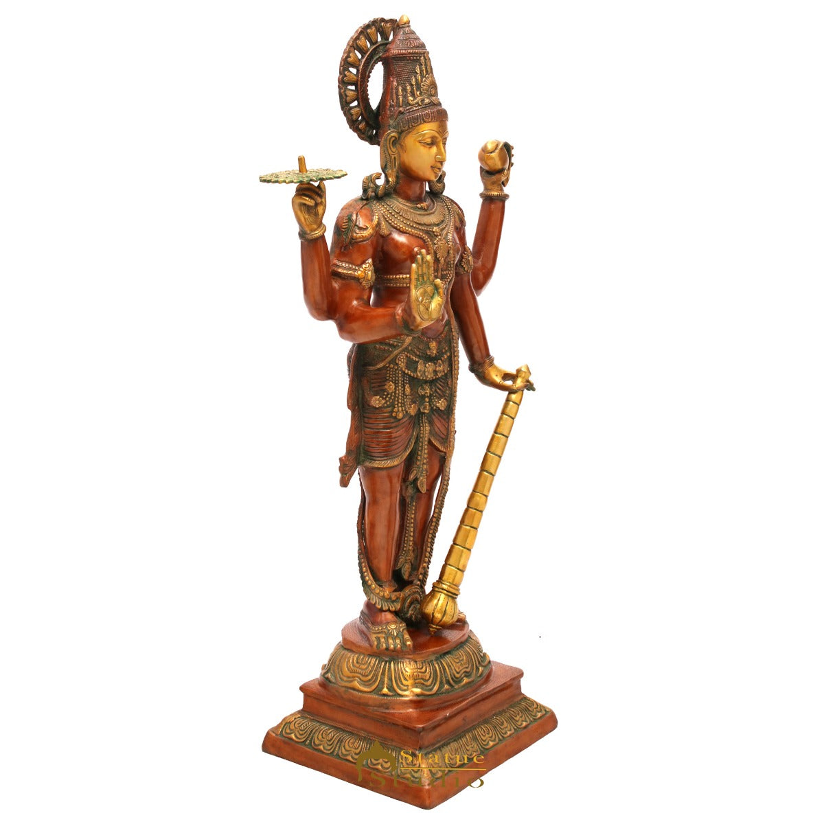 Brass Large Size Vishnu Idol Hindu Religious Home Temple Décor Statue 3.5 Feet - Image 3