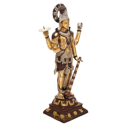 Brass Large Size Lord Vishnu Idol Murti Home Temple Décor Statue 3.5 Feet by vendor-unknown - Hindu Gods (View 3)