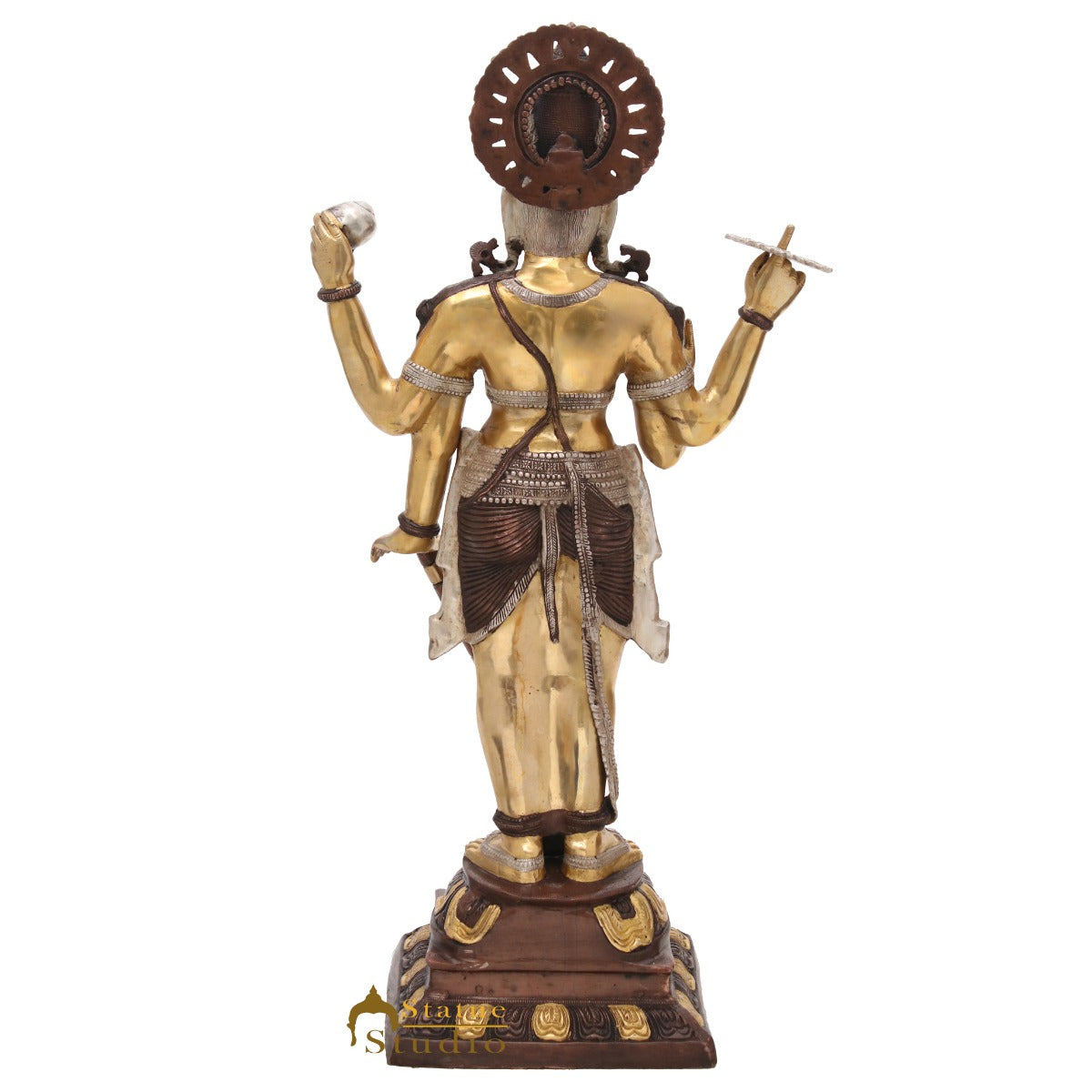 Brass Large Size Lord Vishnu Idol Murti Home Temple Décor Statue 3.5 Feet - Image 4