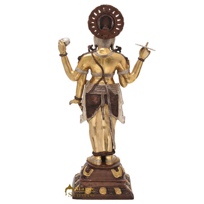 Brass Large Size Lord Vishnu Idol Murti Home Temple Décor Statue 3.5 Feet by vendor-unknown - Hindu Gods (View 4)