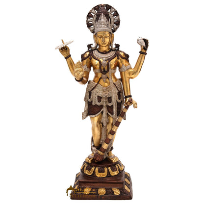 Brass Large Size Lord Vishnu Idol Murti Home Temple Décor Statue 3.5 Feet by vendor-unknown - Hindu Gods