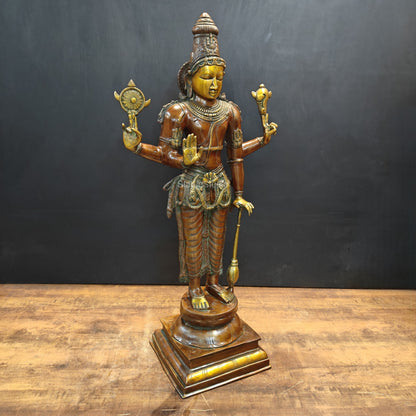 Brass Large Lord Vishnu Idol Antique Finish 3 Feet by vendor-unknown - Hindu Gods (View 4)