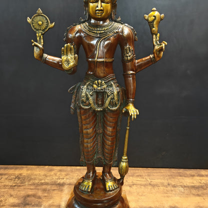 Brass Large Lord Vishnu Idol Antique Finish 3 Feet by vendor-unknown - Hindu Gods (View 8)