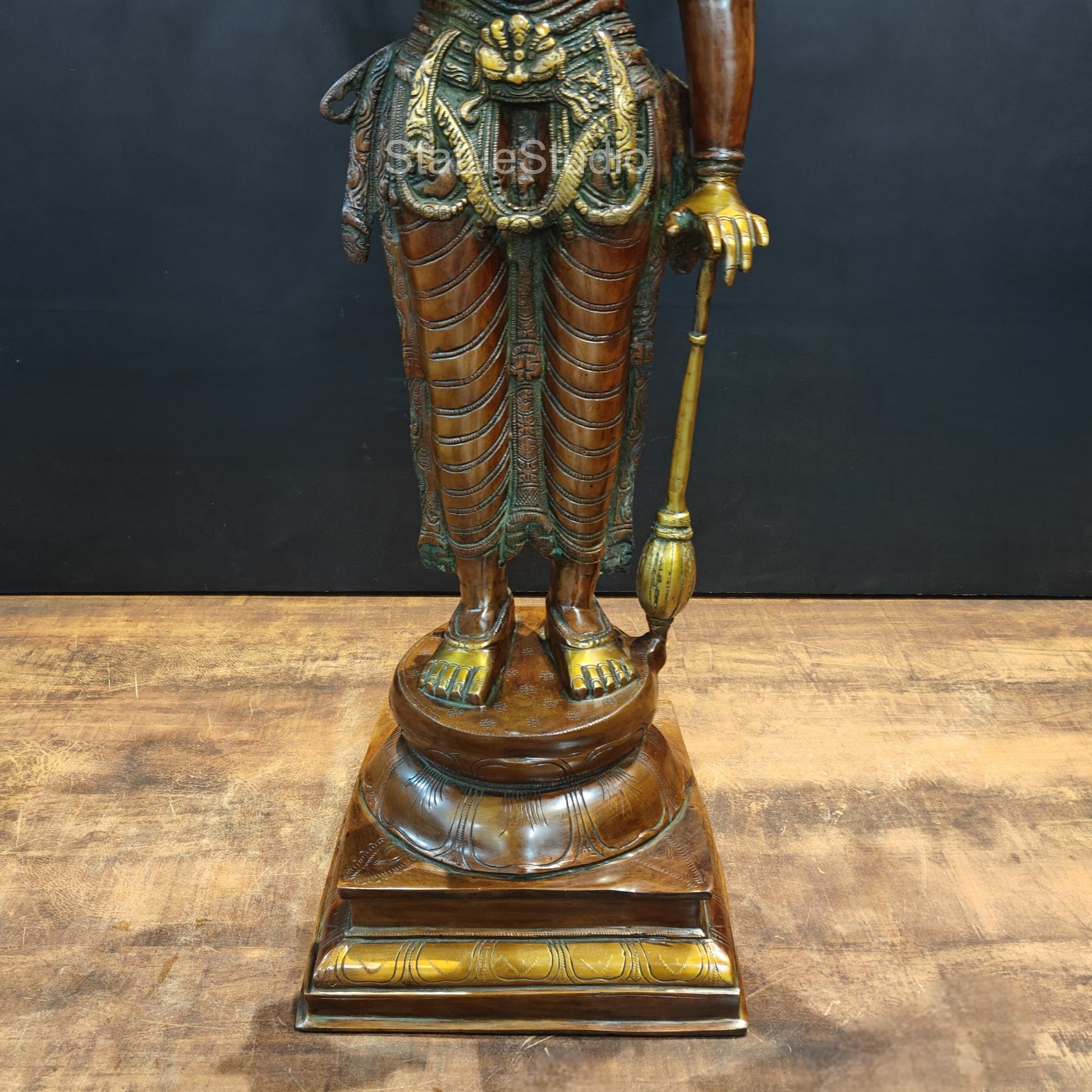 Brass Large Lord Vishnu Idol Antique Finish 3 Feet - Image 9