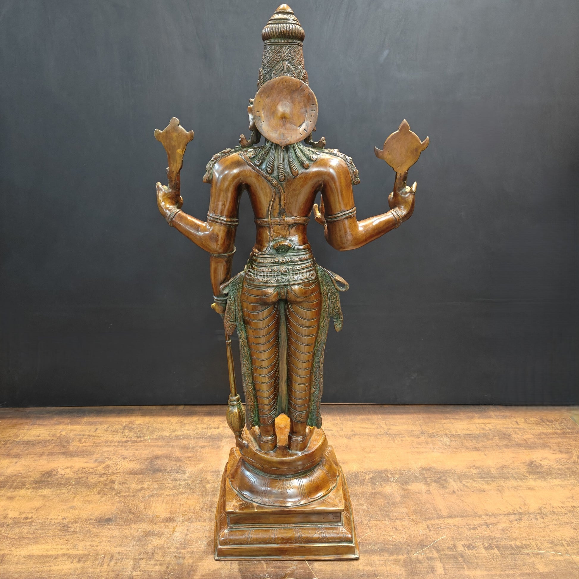 Brass Large Lord Vishnu Idol Antique Finish 3 Feet - Image 10