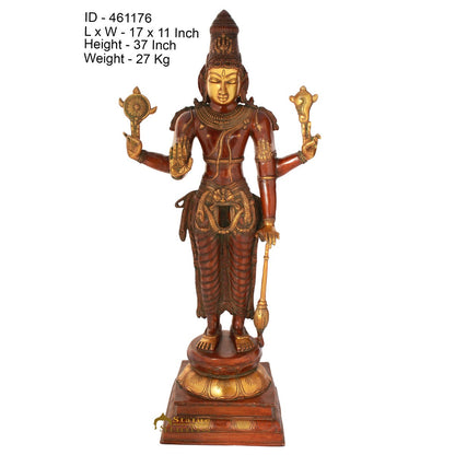 Brass Large Lord Vishnu Idol Antique Finish 3 Feet by vendor-unknown - Hindu Gods (View 11)