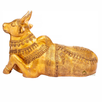 Brass Large Size Holy Cow Nandi Idol Home Temple Exclusive Décor Statue 5 Feet by vendor-unknown - Spiritual (View 4)