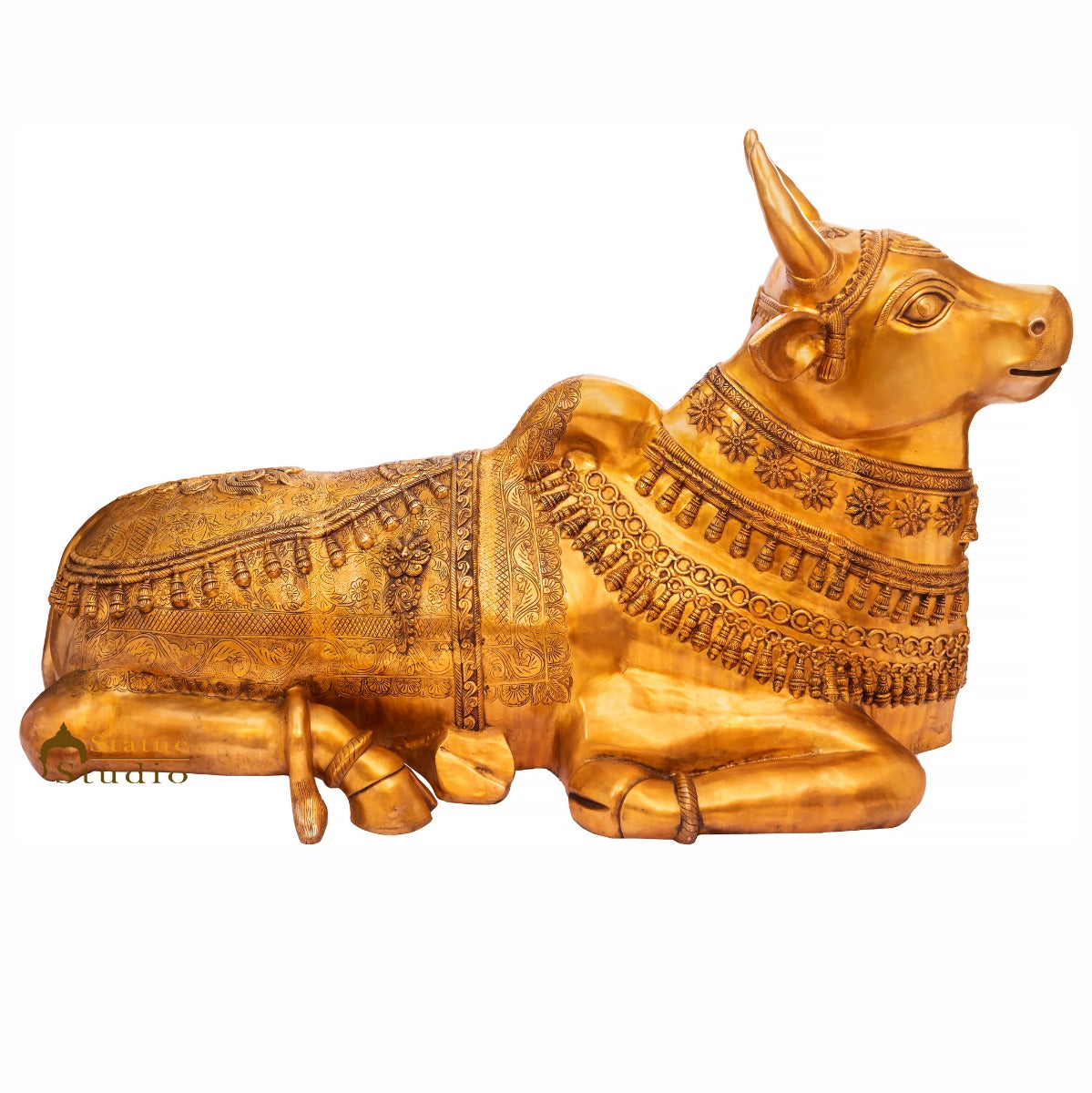 Brass Large Size Holy Cow Nandi Idol Home Temple Exclusive Décor Statue 5 Feet - Image 2