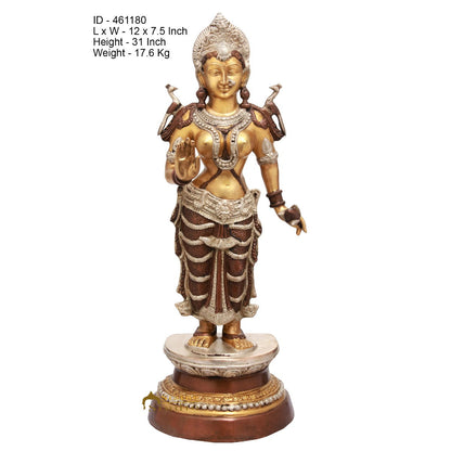 Brass Standing Lakshmi Idol Home Temple Office Décor Laxmi Statue 2.5 Feet by vendor-unknown - Hindu Gods (View 5)