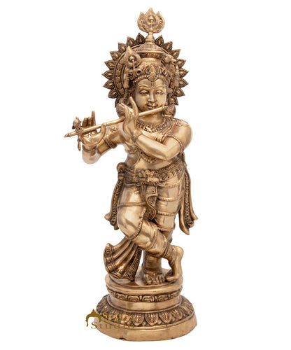 Brass Large Size Lord Krishna Idol With Peacock Feather 4 Feet by vendor-unknown - Hindu Gods (View 3)