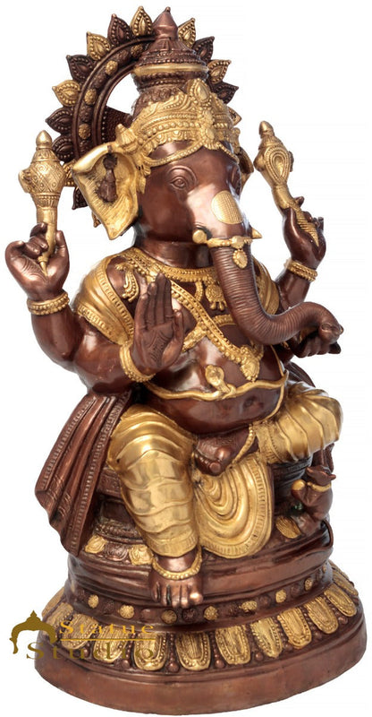 Brass Large Size Ganesha Statue Home Office Garden Décor Idol Showpiece 3 Feet by vendor-unknown - Products (View 3)