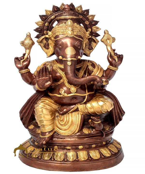Brass Large Size Ganesha Statue Home Office Garden Décor Idol Showpiece 3 Feet