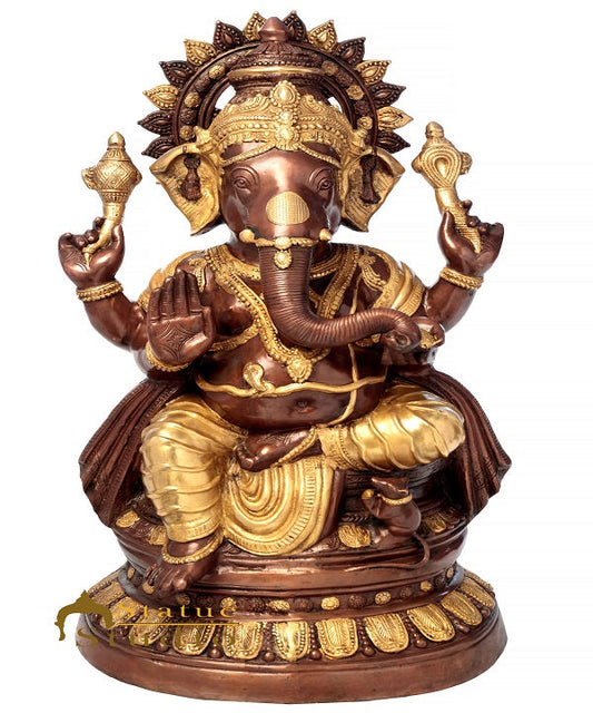 Brass Large Size Ganesha Statue Home Office Garden Décor Idol Showpiece 3 Feet