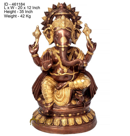 Brass Large Size Ganesha Statue Home Office Garden Décor Idol Showpiece 3 Feet by vendor-unknown - Products (View 5)