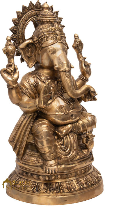 Brass Large Size Ganesha Statue Home Office Garden Décor Idol Showpiece 3 Feet by vendor-unknown - Products (View 3)