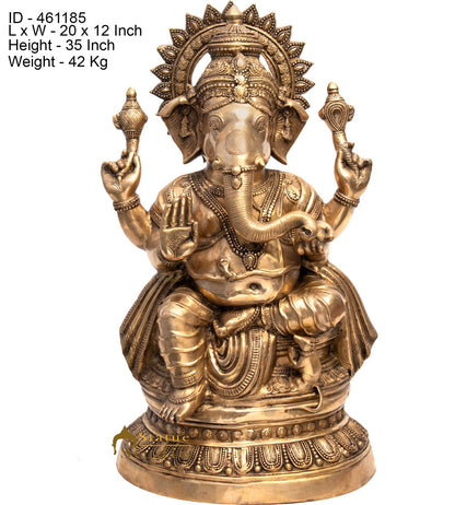 Brass Large Size Ganesha Statue Home Office Garden Décor Idol Showpiece 3 Feet by vendor-unknown - Products (View 5)