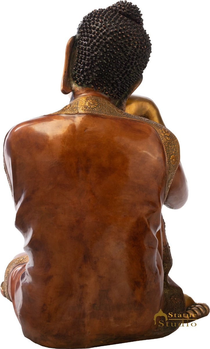 Brass Large Thinking Buddha Statue Home Garden Décor Gifting Showpiece 2.5 Feet