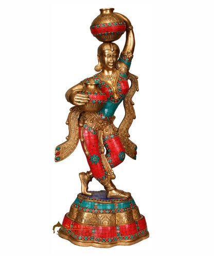 Brass Large Size Indian Matka Lady Statue Home Garden Décor Showpiece 27" by vendor-unknown - Decor