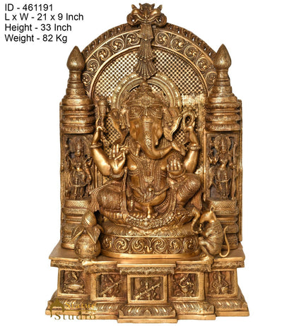 Brass large Size Temple Ganesha Idol Décor Lucky Gift Ganpati Statue 33" by vendor-unknown - Products (View 4)