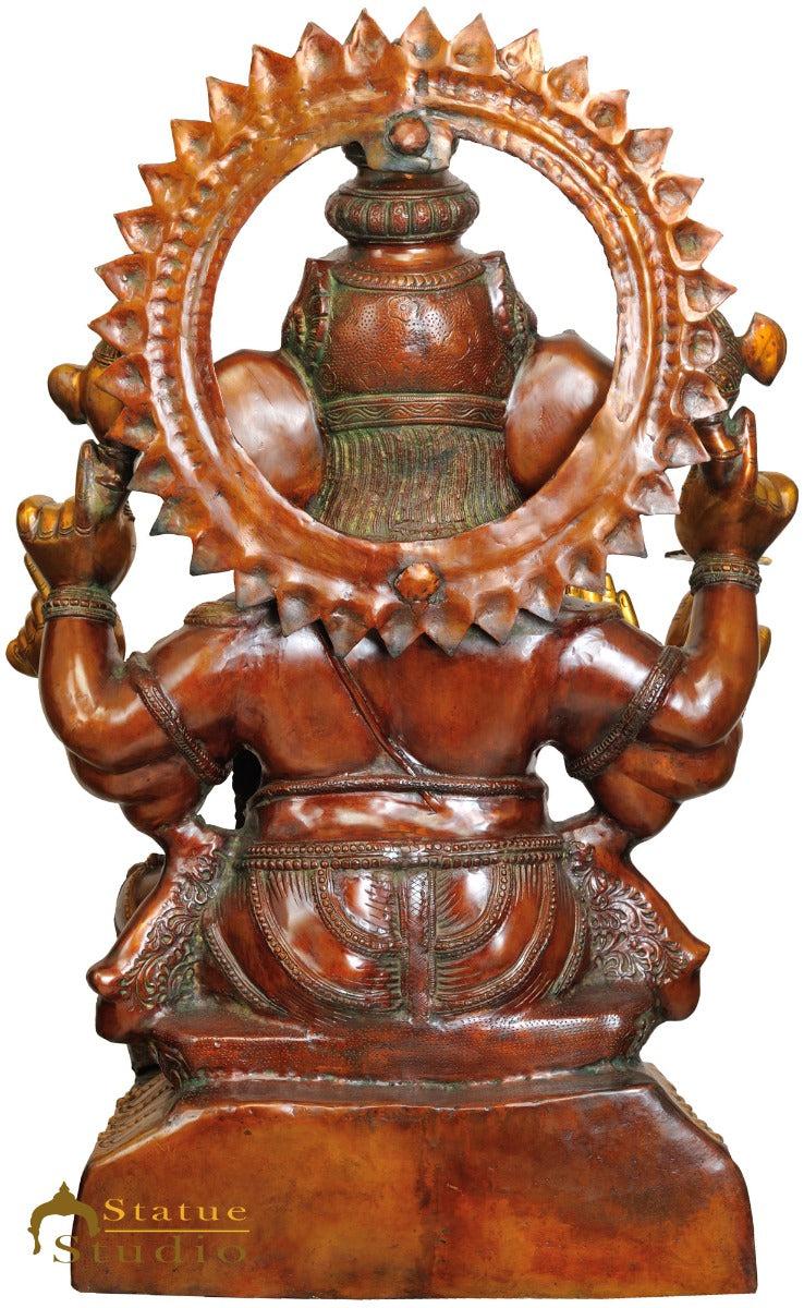 Brass Large Ganesha Statue Home Office Garden Décor Ganpati Idol 3 Feet - Image 3