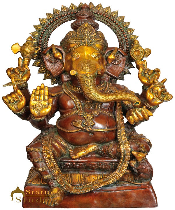 Brass Large Ganesha Statue Home Office Garden Décor Ganpati Idol 3 Feet