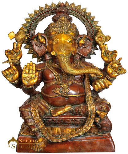 Brass Large Ganesha Statue Home Office Garden Décor Ganpati Idol 3 Feet by vendor-unknown - Products