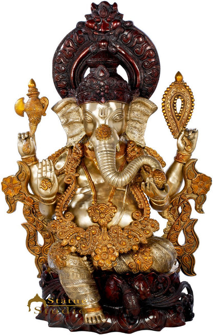 Brass Large Ganesha Statue Home Office Décor Ganpati Kamalasana Idol 2.5 Feet by vendor-unknown - Products (View 2)