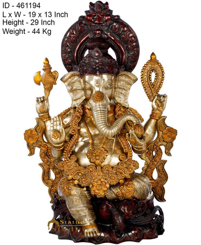 Brass Large Ganesha Statue Home Office Décor Ganpati Kamalasana Idol 2.5 Feet by vendor-unknown - Products (View 5)