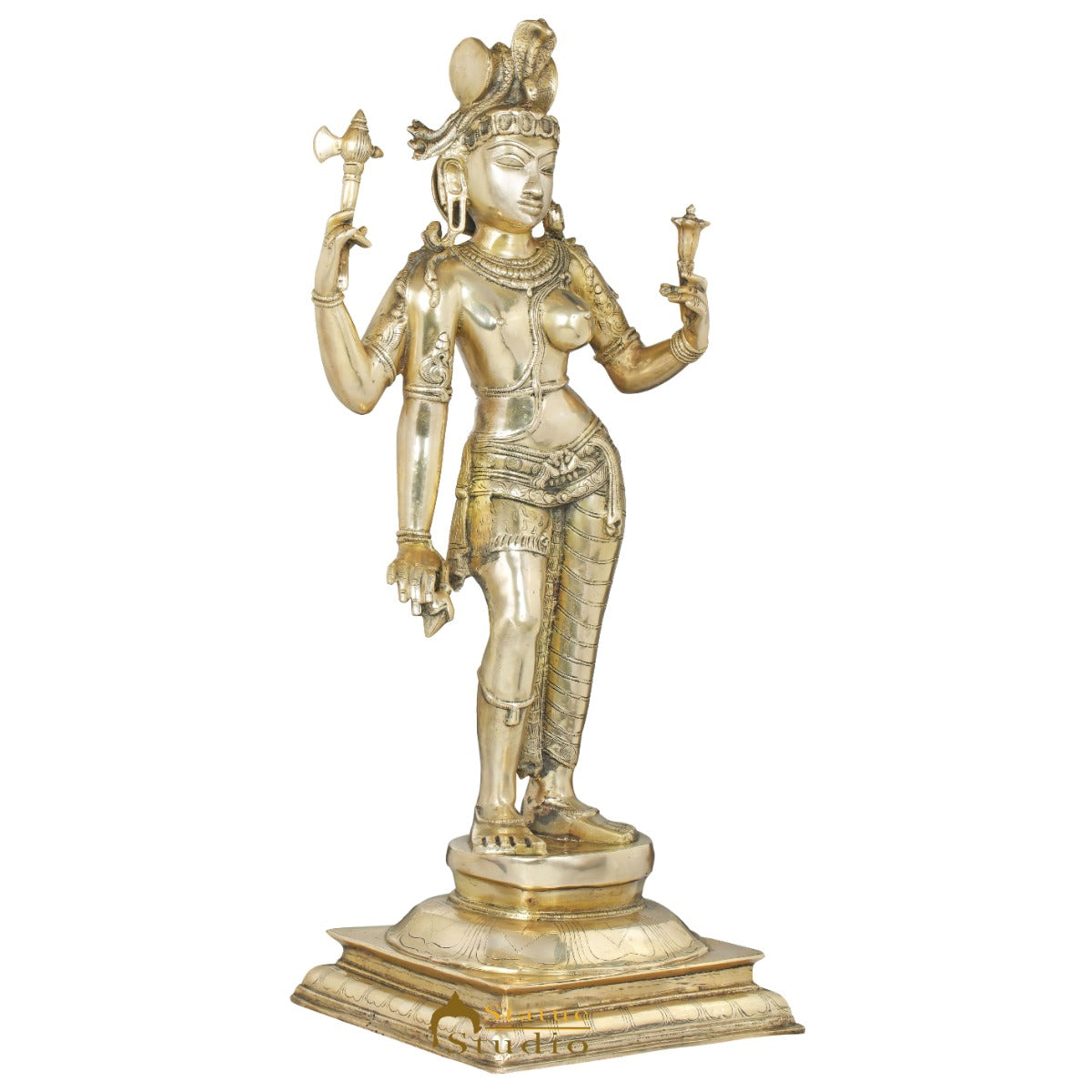 Brass Standing Ardhnareshvara Shiva Idol Rare Décor Home Temple Statue 3 Feet - Image 4