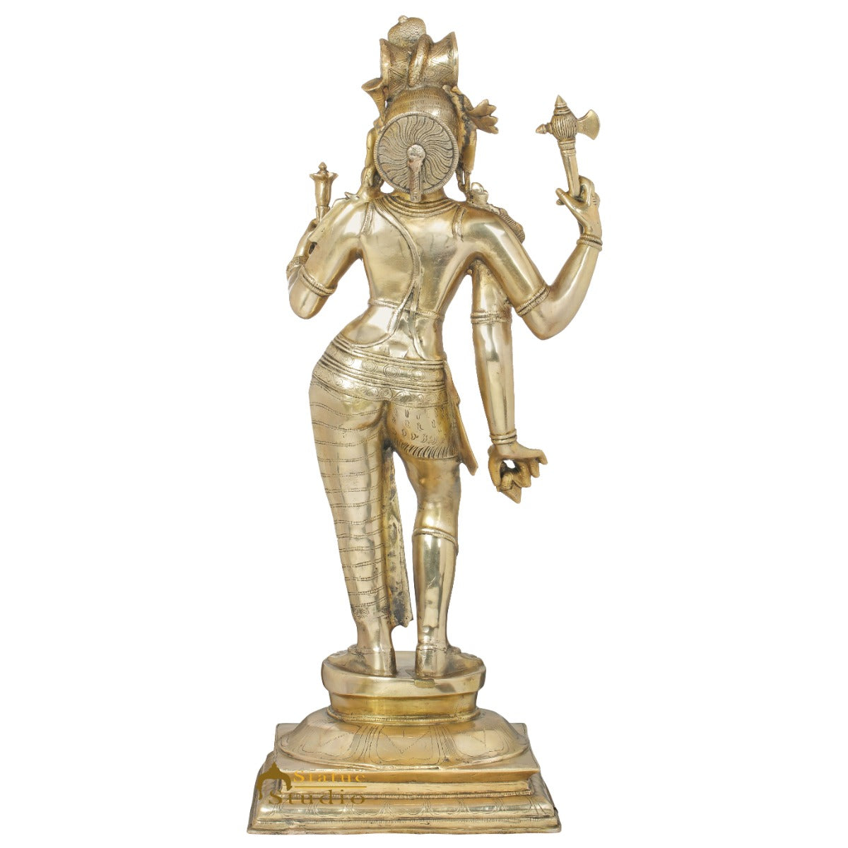 Brass Standing Ardhnareshvara Shiva Idol Rare Décor Home Temple Statue 3 Feet